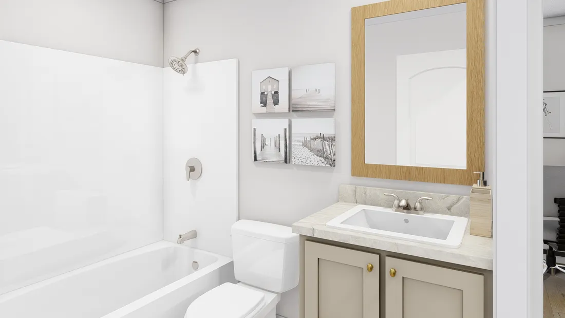The 1002 "STILL THE ONE" 5616 Guest Bathroom. This Manufactured Mobile Home features 2 bedrooms and 2 baths.