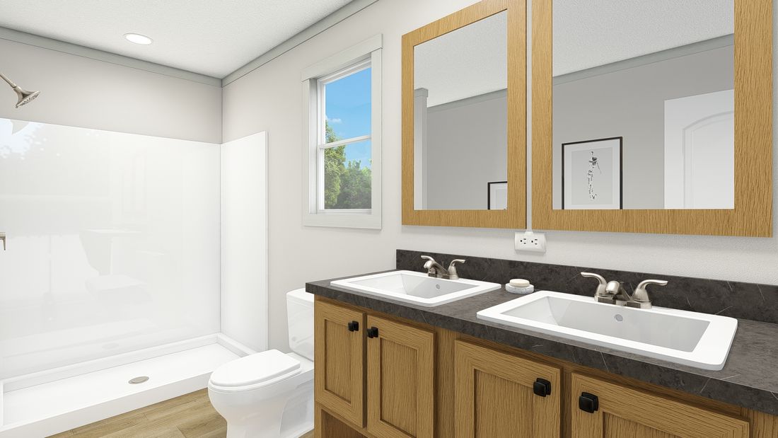 The 2007 "UNDER PRESSURE" 4828 Primary Bathroom. This Manufactured Mobile Home features 3 bedrooms and 2 baths.
