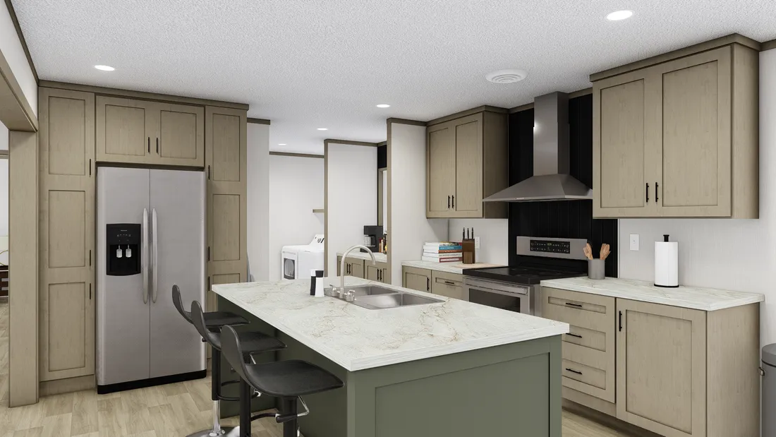 The BOONE 5628-1156 Kitchen. This Manufactured Mobile Home features 4 bedrooms and 2 baths.