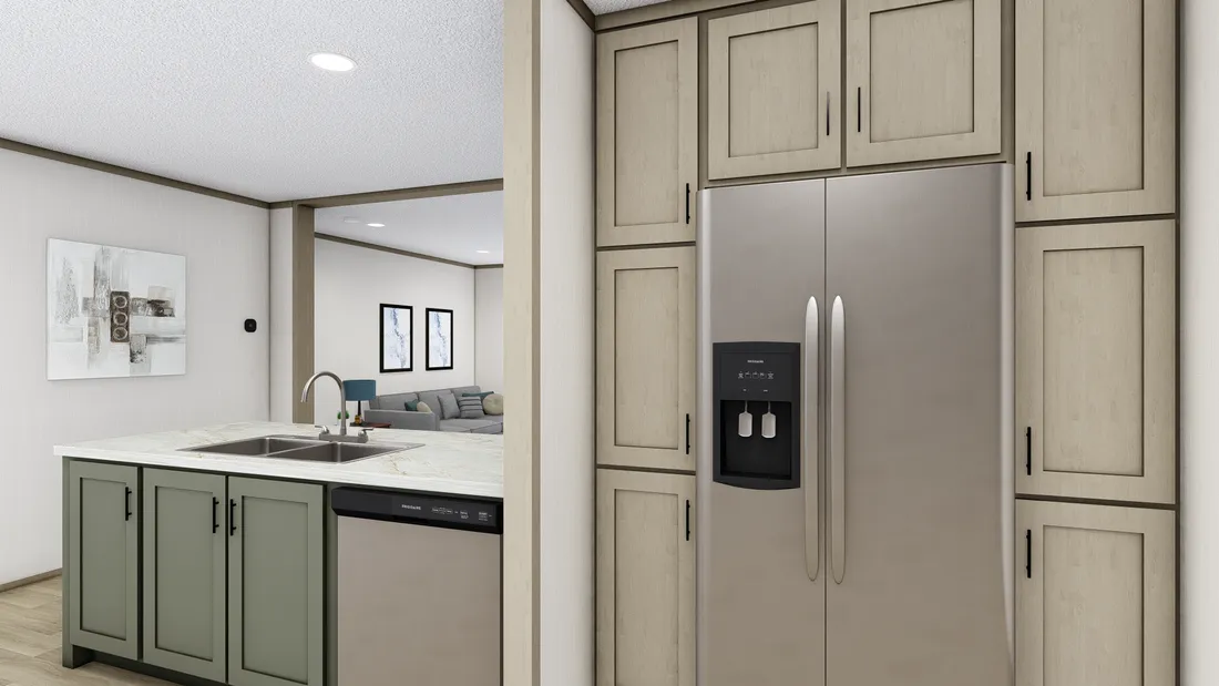The DRAKE 4028-1140 Kitchen. This Manufactured Mobile Home features 3 bedrooms and 2 baths.