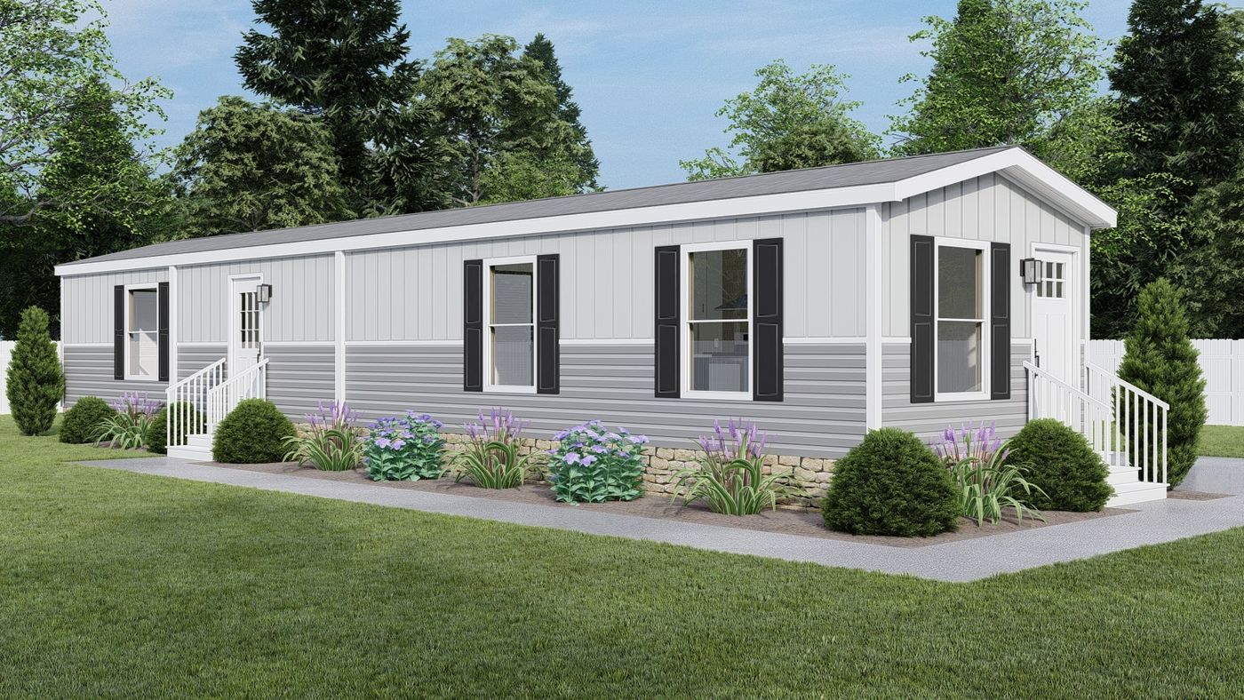 The CORTES 6414-1460 Exterior. This Manufactured Mobile Home features 2 bedrooms and 2 baths.